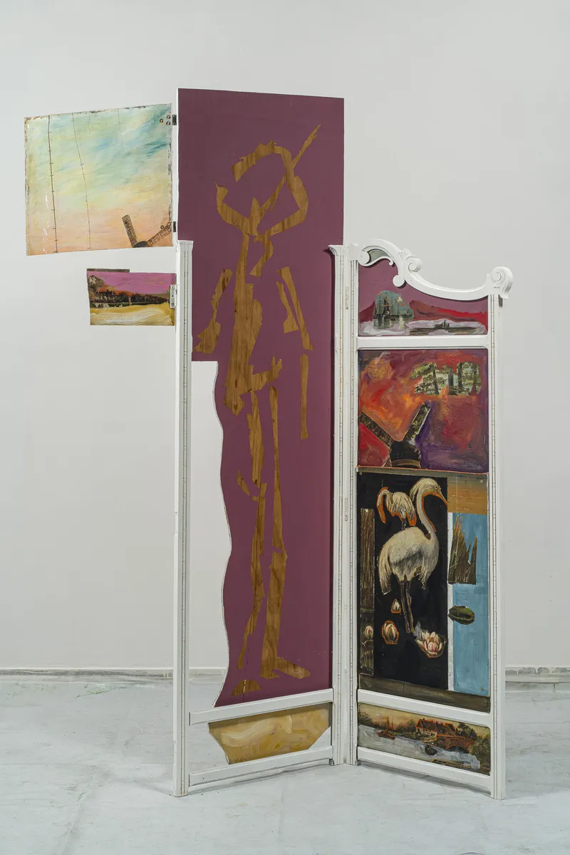 Biombo, 2024 — Oil, Acrylic, Charcoal, Oil stick, Pen, Wood, Canvas, by João Hisse — additional view 1